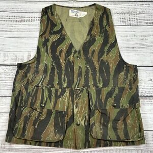 Vintage Rattlers Brand Vest Tiger Stripe Camo Duck Bird Upland Hunting Size M